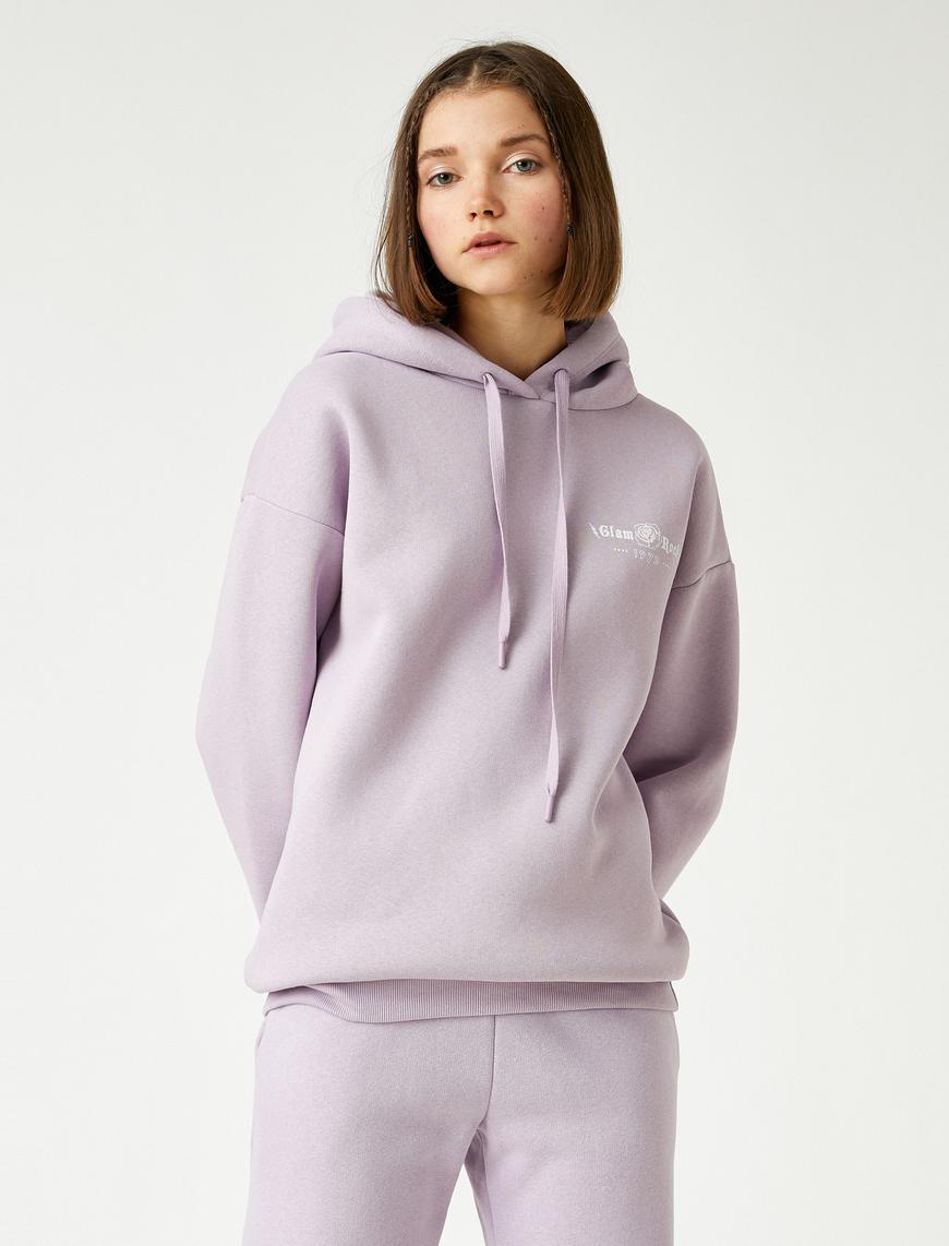   Kapüşonlu Baskılı Sweatshirt