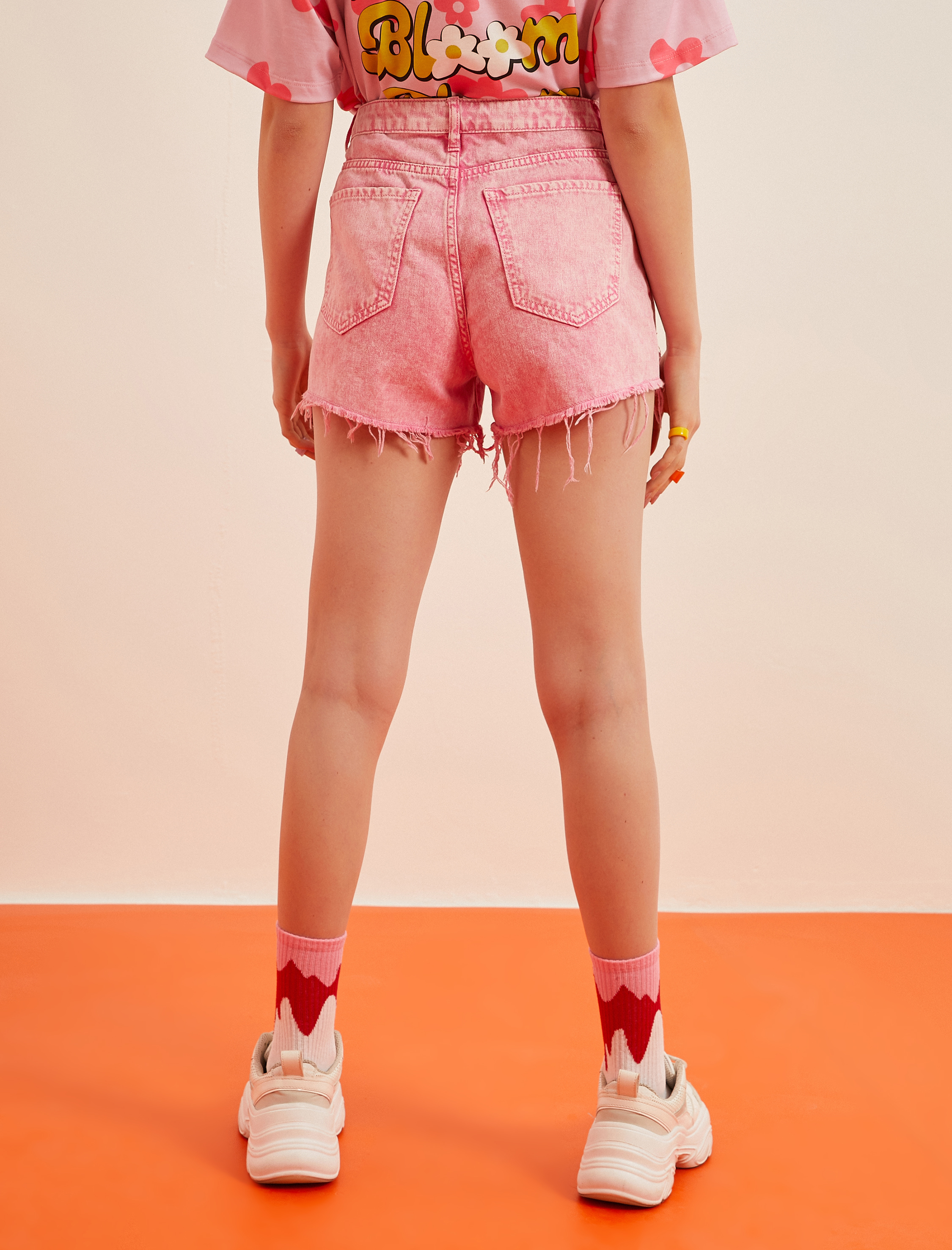   Yüksek Bel Kot Şort