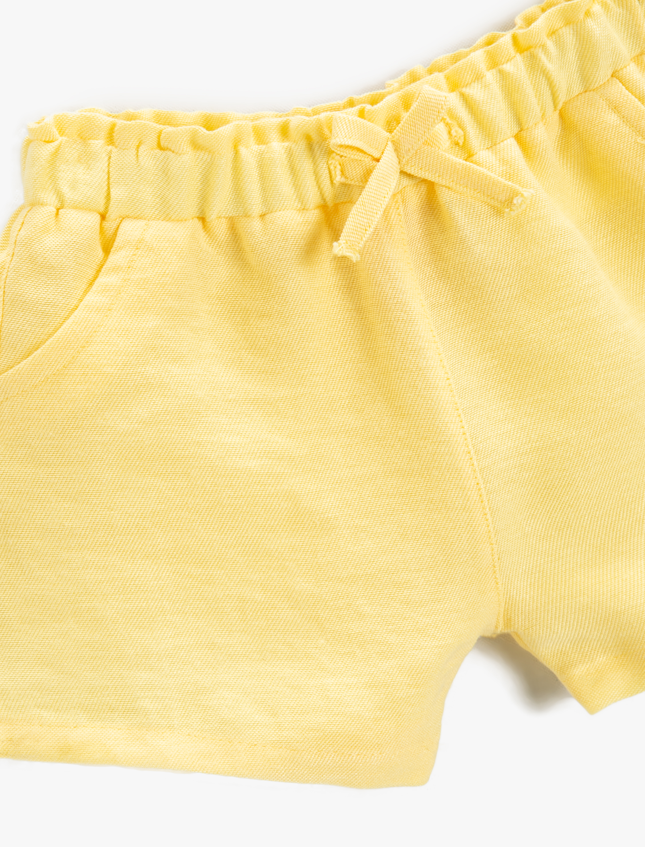  Kız Bebek Şort Beli Lastikli Cepli Diz Üstü