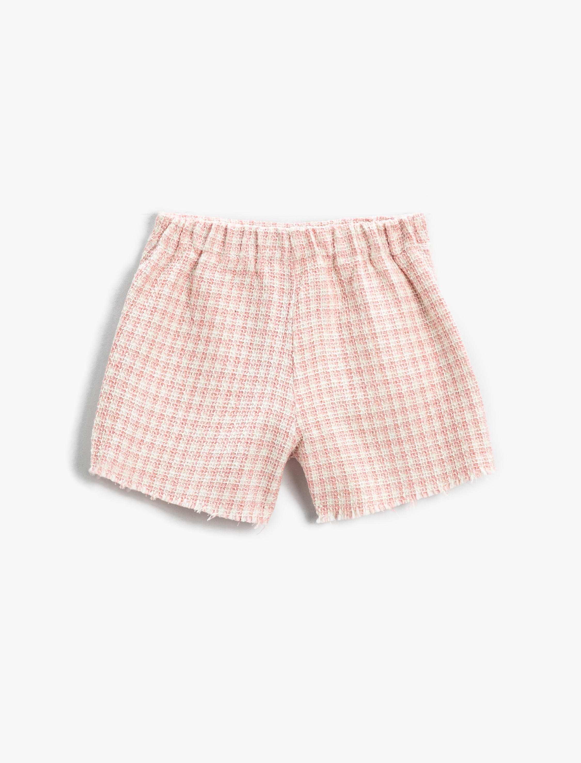  Kız Çocuk Şort Ekose Cepli Diz Üstü