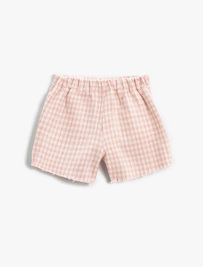 Kız Çocuk Şort Ekose Cepli Diz Üstü