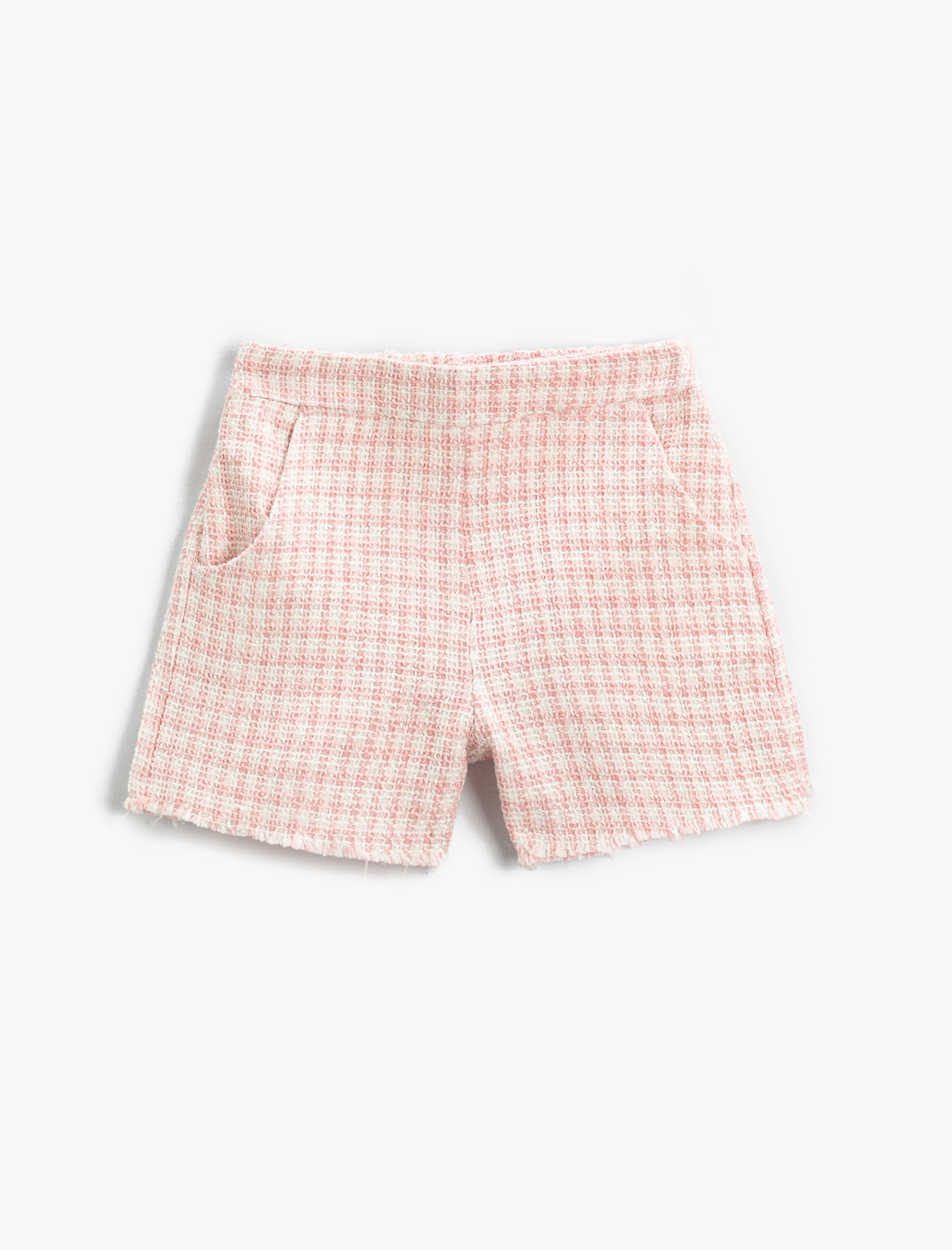  Kız Çocuk Şort Ekose Cepli Diz Üstü