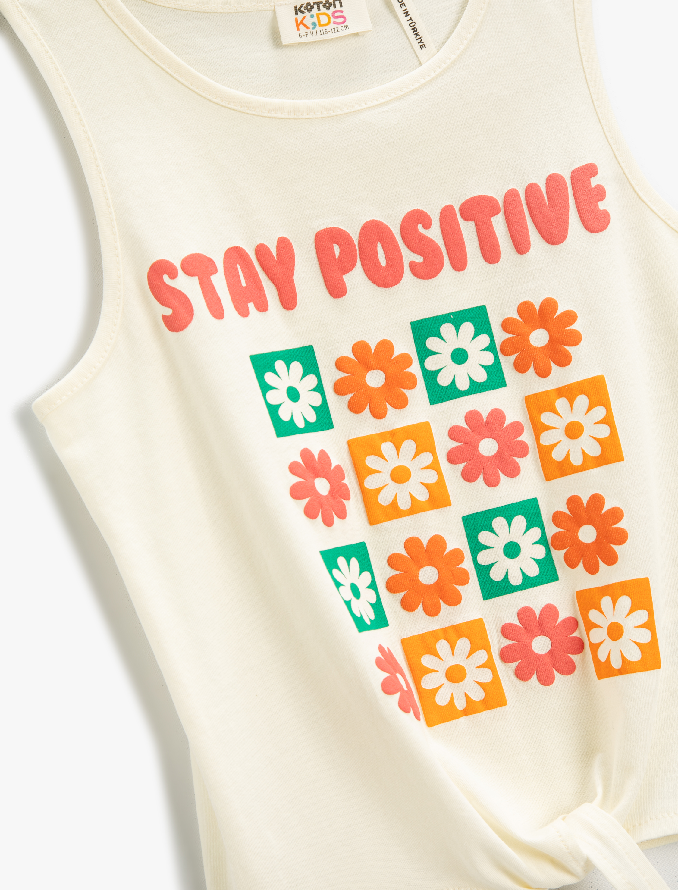  Kız Çocuk Baskılı Bisiklet Yaka Üst Belden Bağlamalı Kolsuz Pamuklu