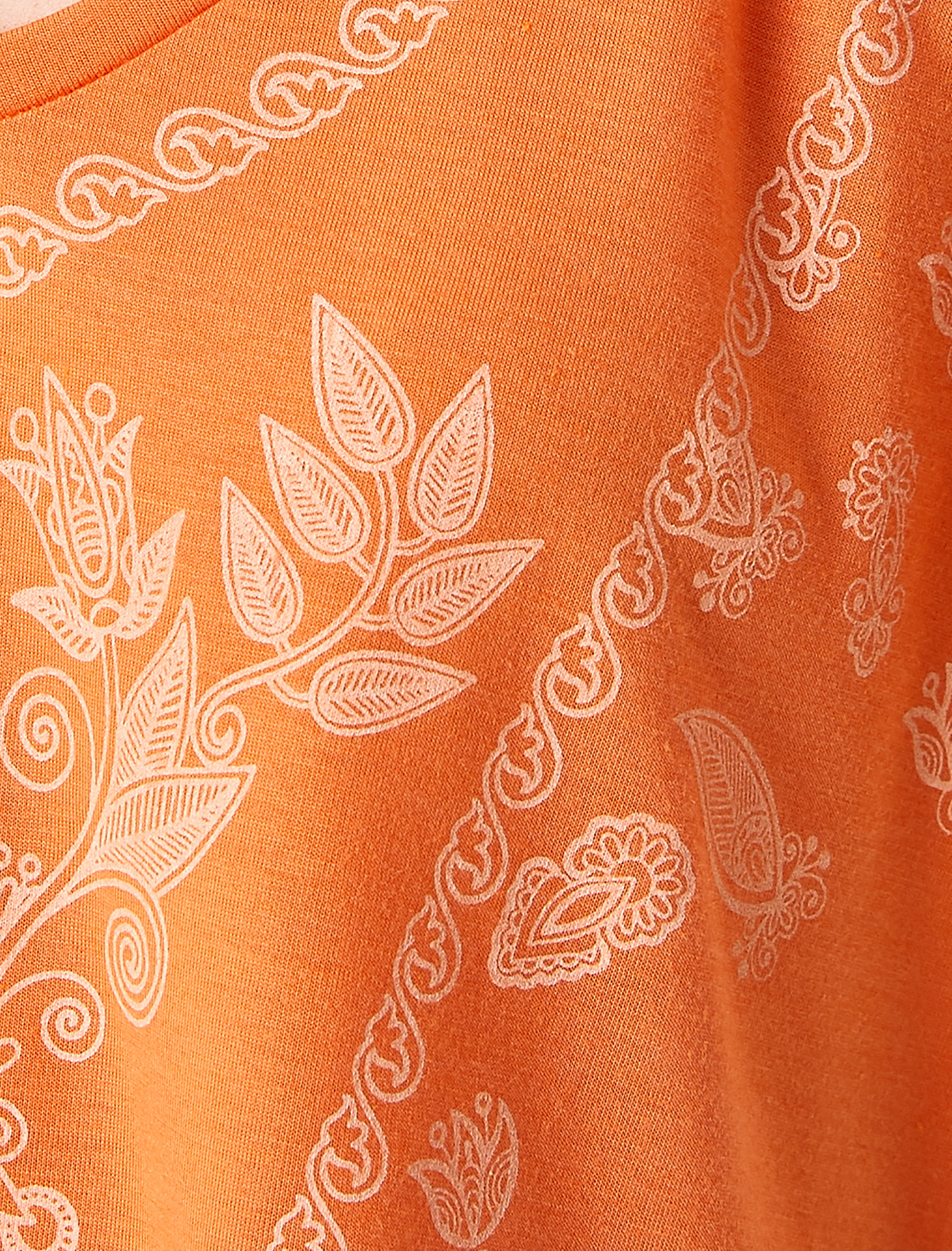   Çiçek Baskılı Tişört V Yaka Kısa Kollu