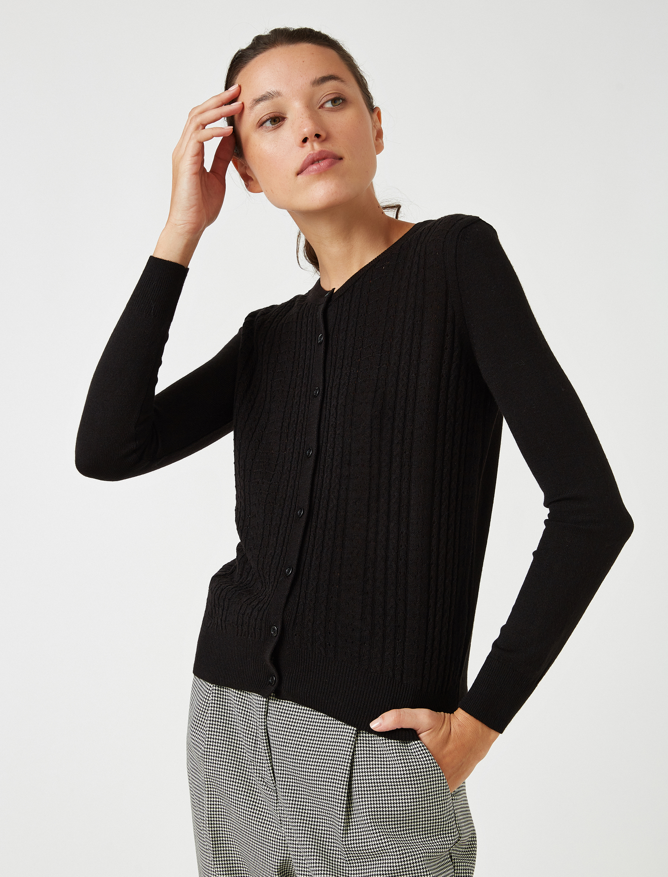   Saç Örgülü Triko Hırka