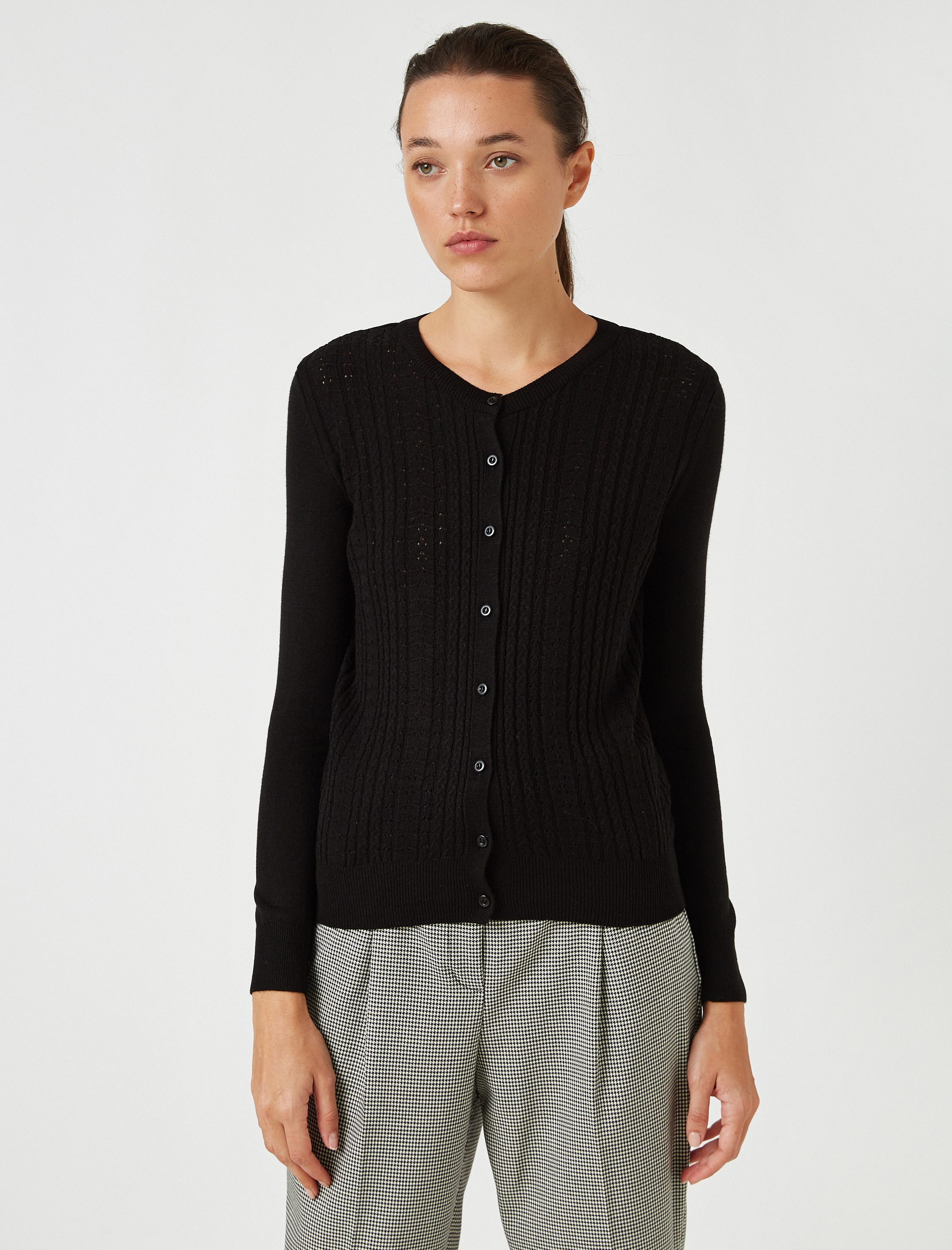   Saç Örgülü Triko Hırka