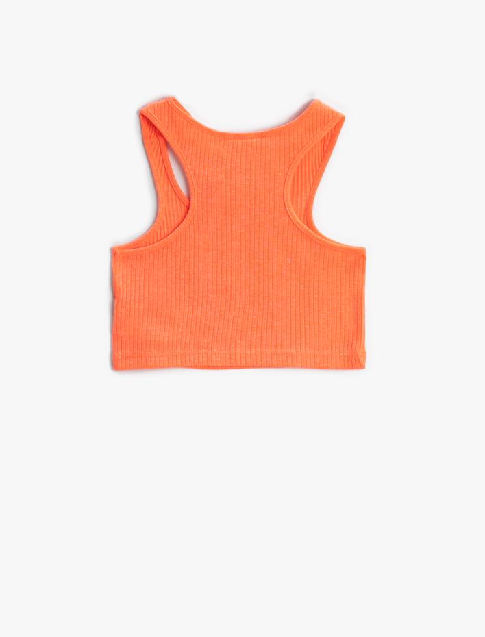 Kız Çocuk Pencere Detaylı Crop Atlet Bisiklet Yaka Fitilli