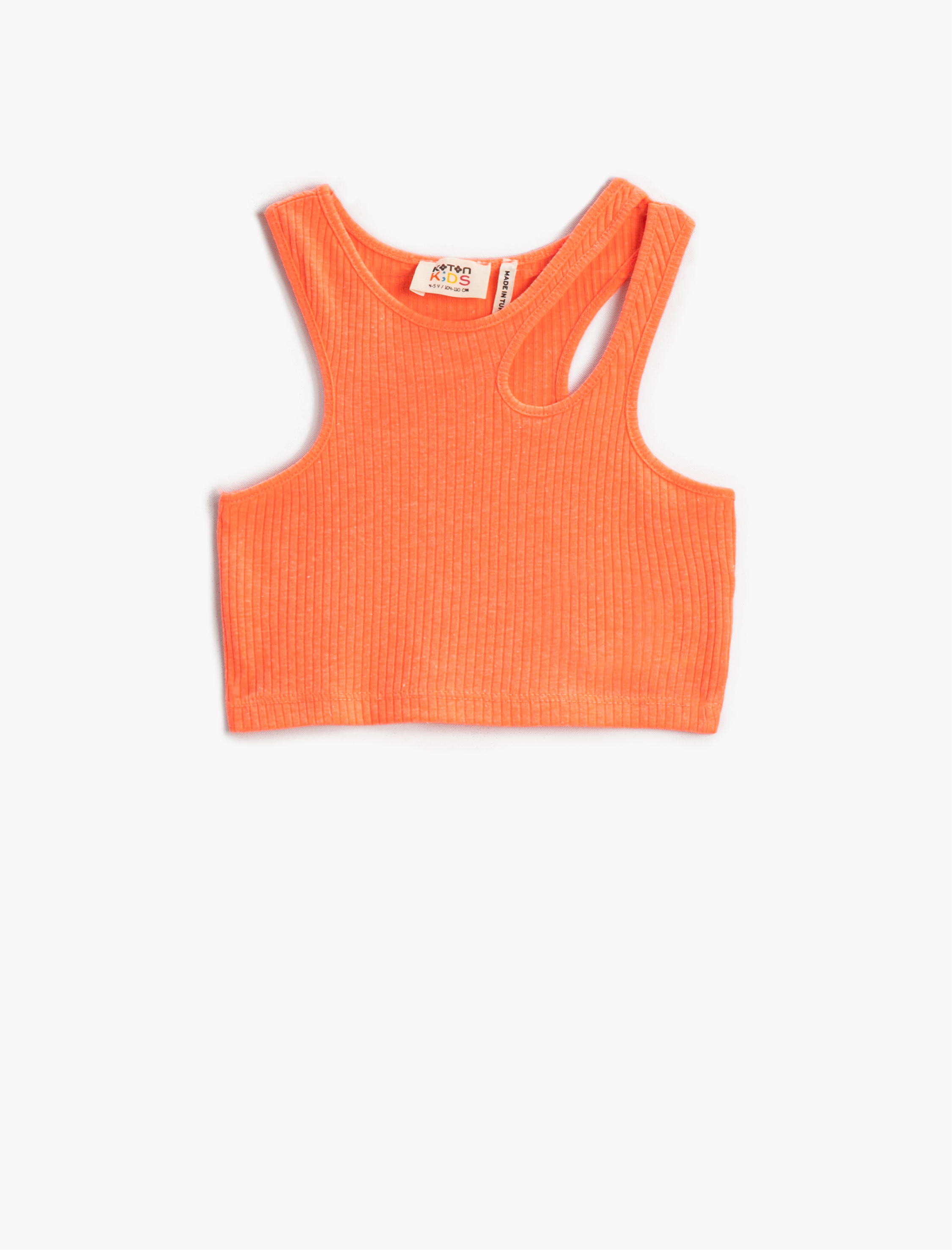  Kız Çocuk Pencere Detaylı Crop Atlet Bisiklet Yaka Fitilli