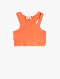 Pencere Detaylı Crop Atlet Bisiklet Yaka Fitilli