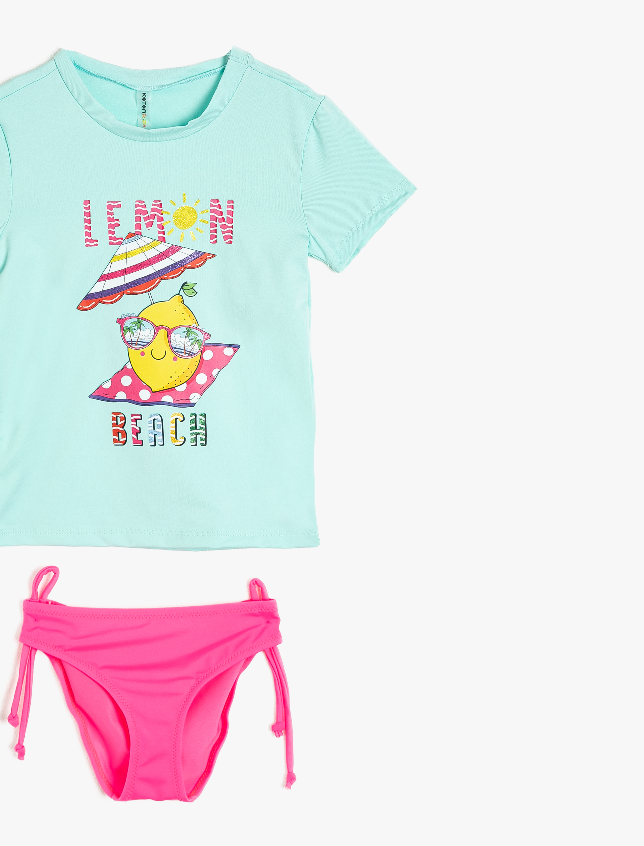  Kız Çocuk Tişört Mayo ve Bikini Altı 2 Parça
