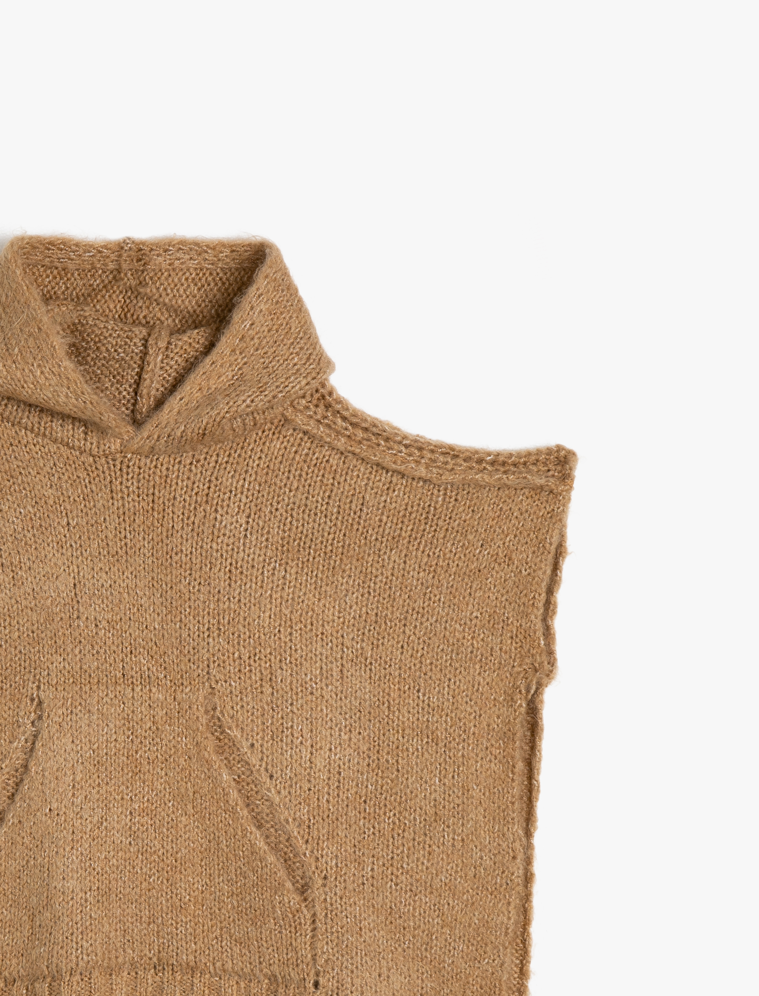 Kız Çocuk Cep Detaylı Triko Panço