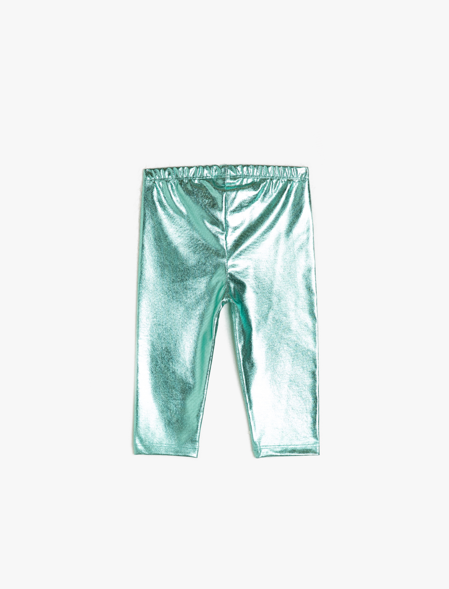  Kız Çocuk Parlak Esnek Kumaştan Normal Bel Diz Altı Capri Tayt