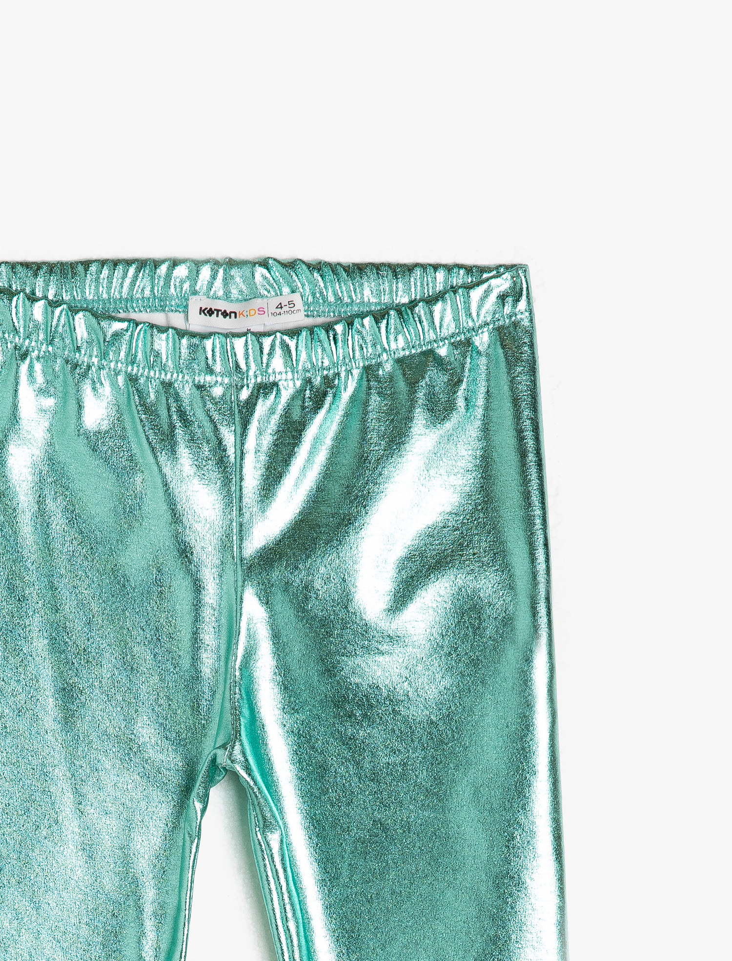  Kız Çocuk Parlak Esnek Kumaştan Normal Bel Diz Altı Capri Tayt