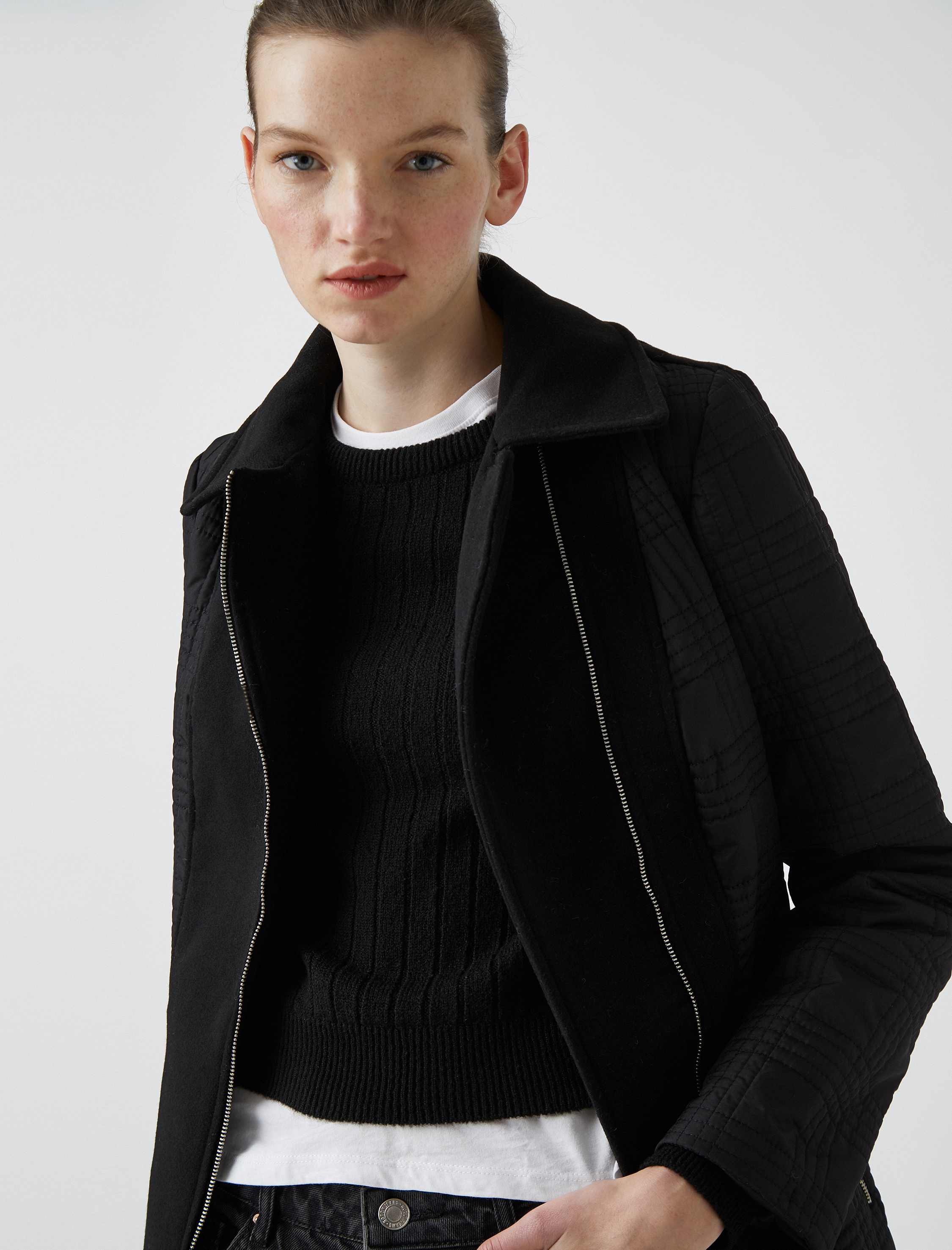   Fermuarlı Kaşe Kaban