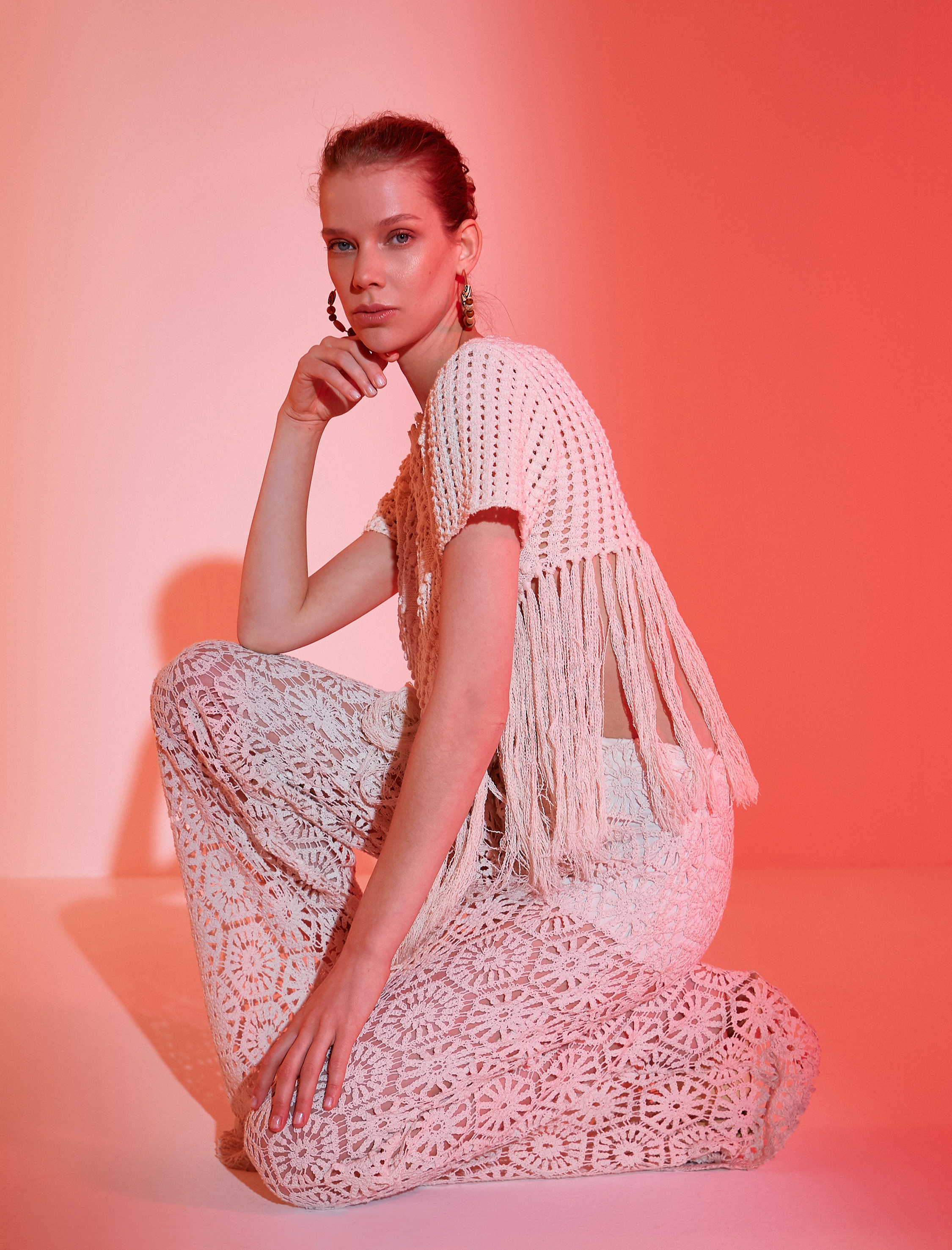   Melis Ağazat X Koton - Örgü Detaylı Püsküllü Bluz