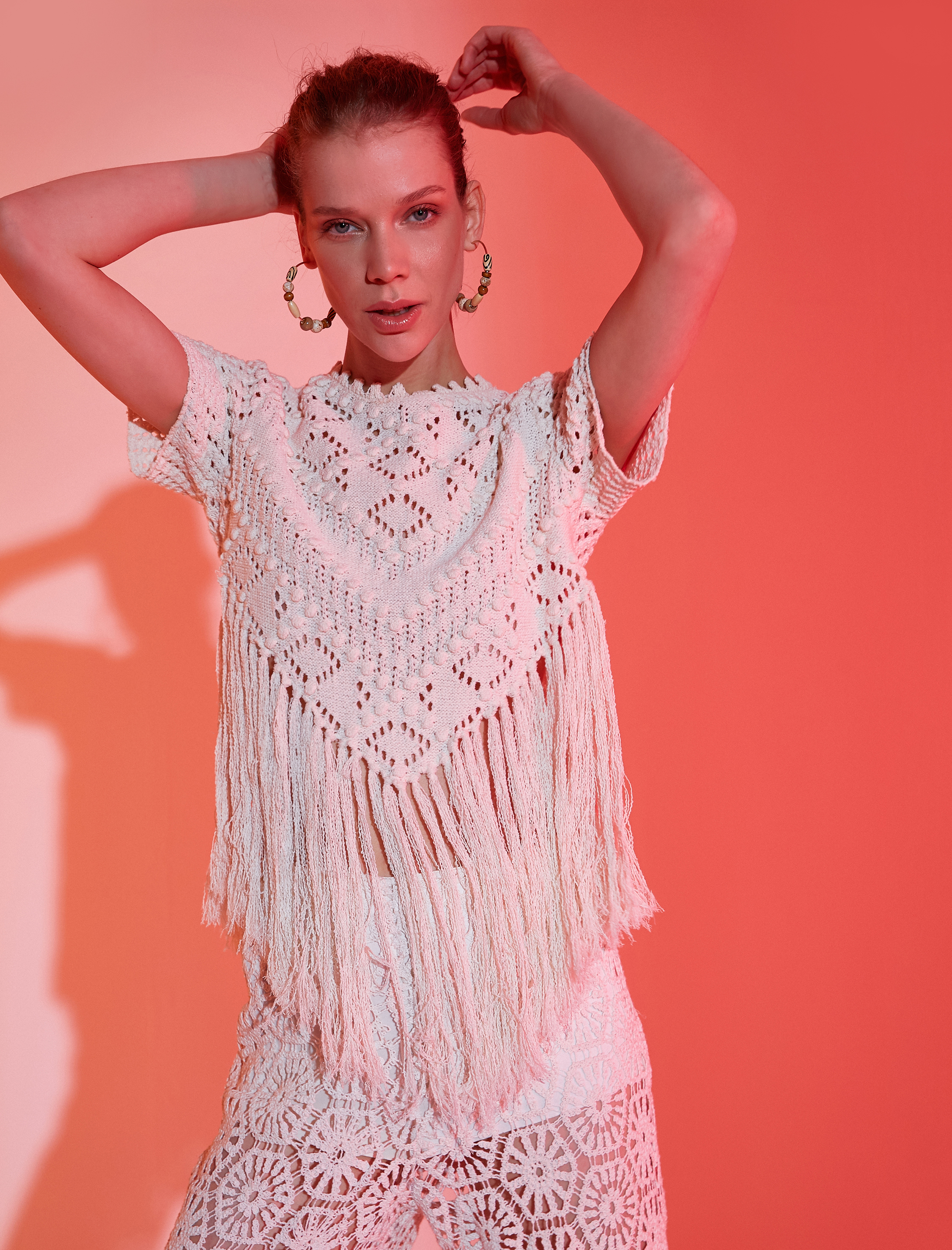   Melis Ağazat X Koton - Örgü Detaylı Püsküllü Bluz