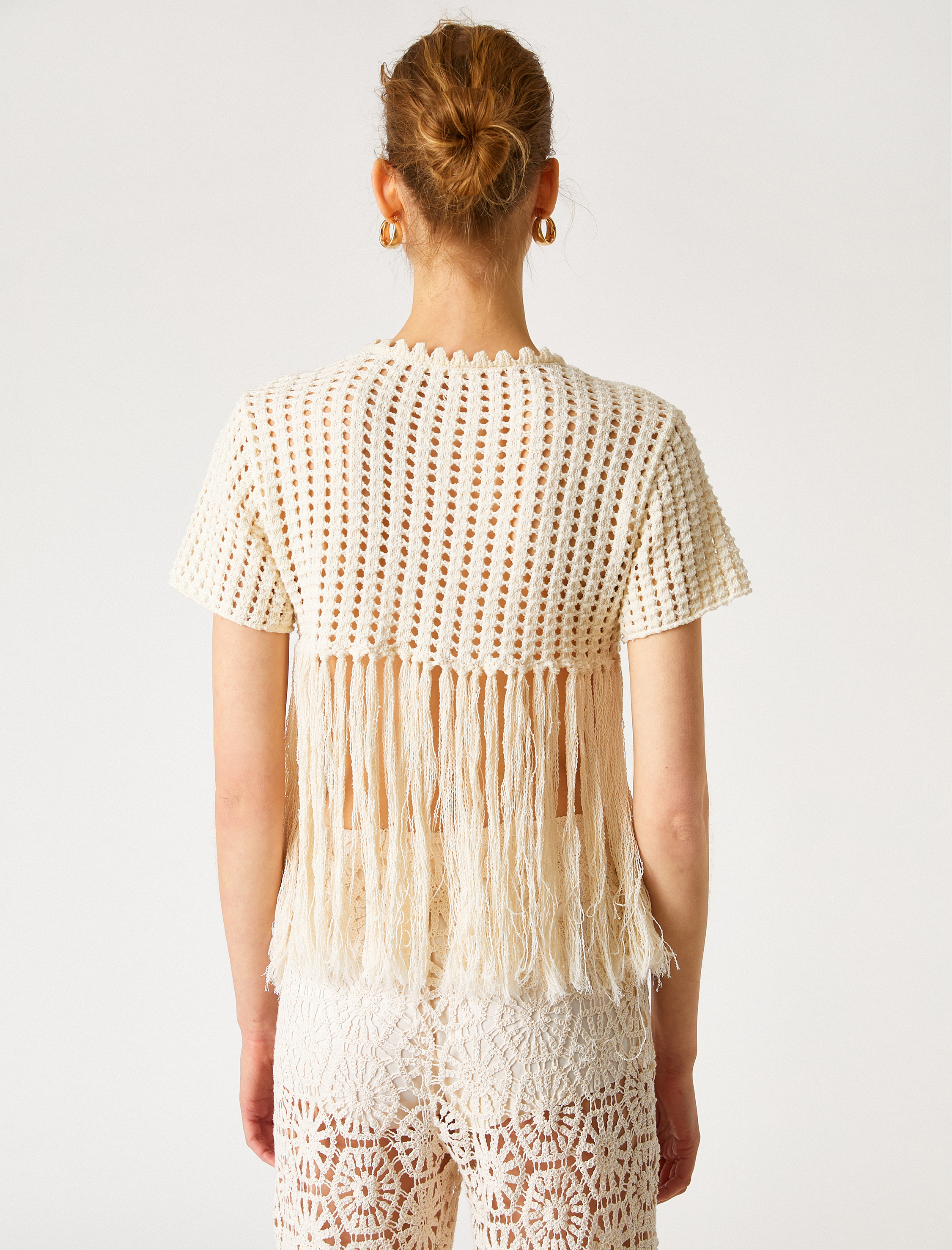   Melis Ağazat X Koton - Örgü Detaylı Püsküllü Bluz