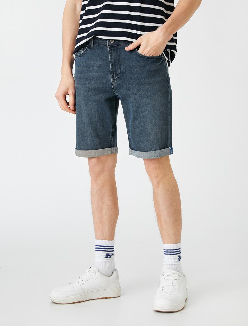   Katlamalı Denim Şort