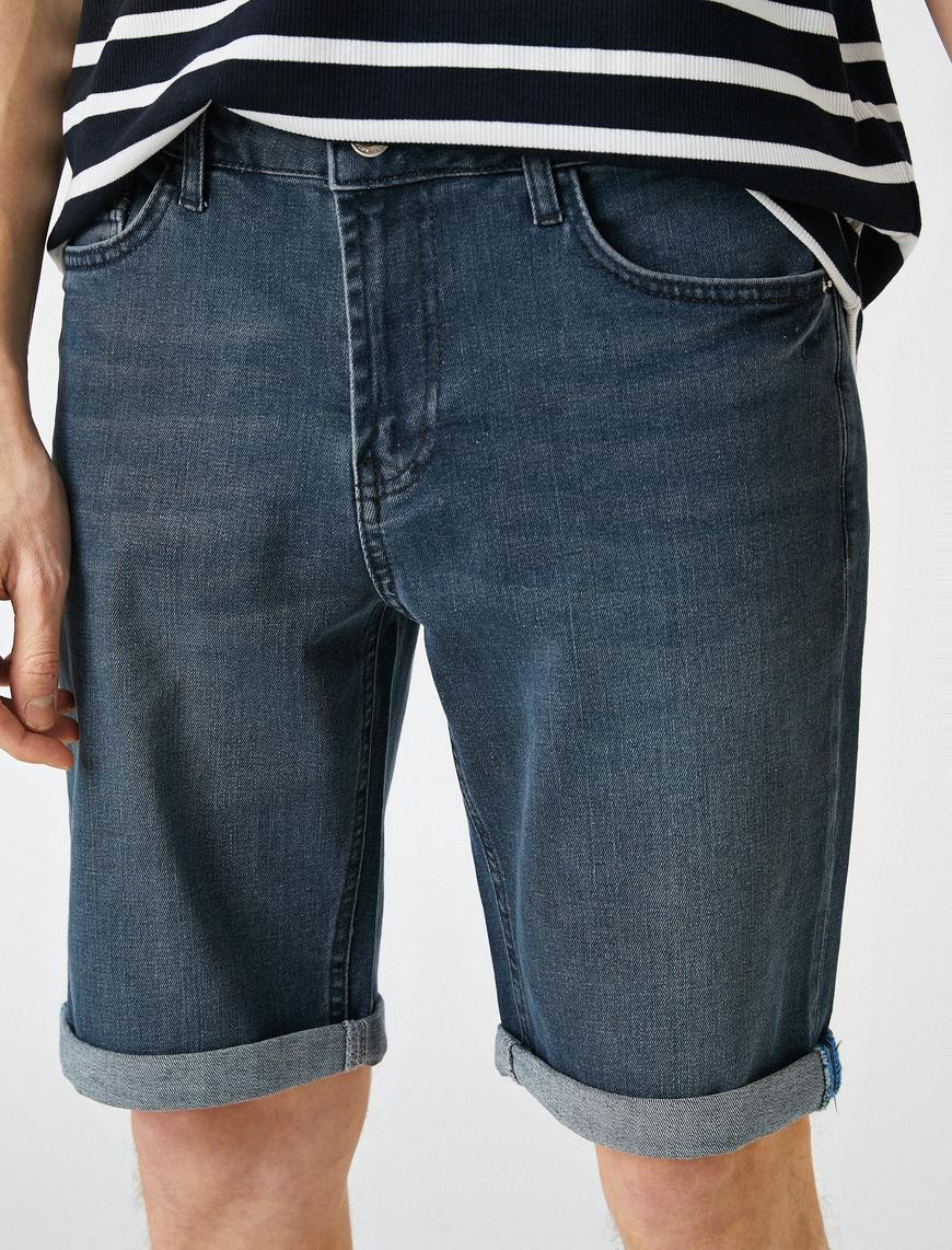   Katlamalı Denim Şort
