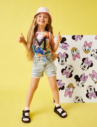 Minnie Mouse Lisanslı Baskılı Atlet Pullu Payetli