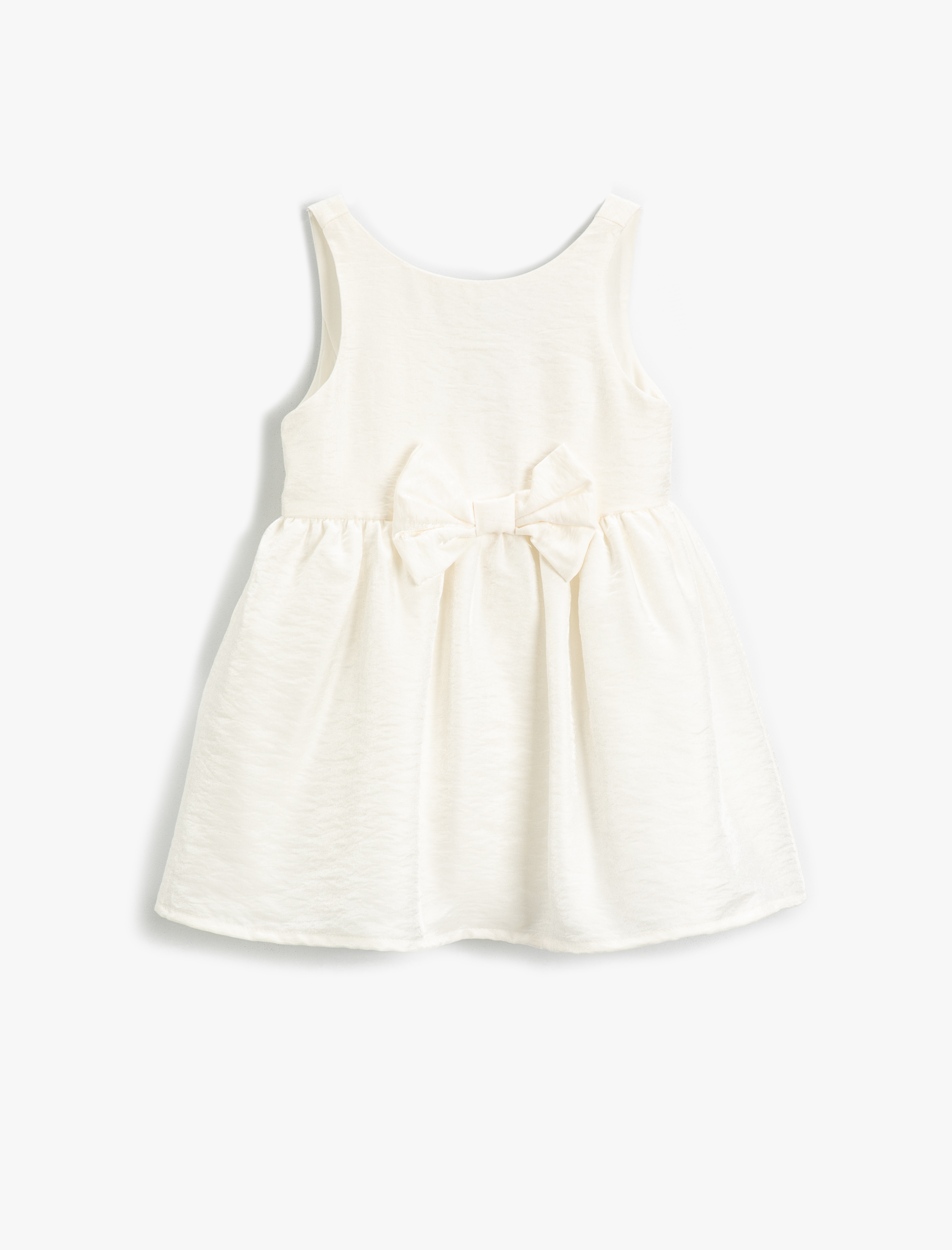  Kız Çocuk Elbise Kolsuz Midi Fiyonk Detaylı