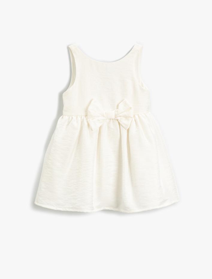 Kız Çocuk Elbise Kolsuz Midi Fiyonk Detaylı