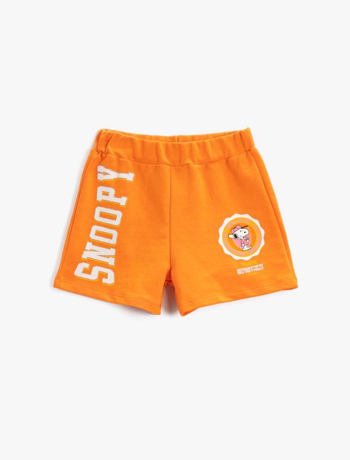 Kız Çocuk Snoopy Baskılı Şort Beli Lastikli Pamuklu