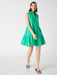 Poplin Mini Gömlek Elbise Kolsuz