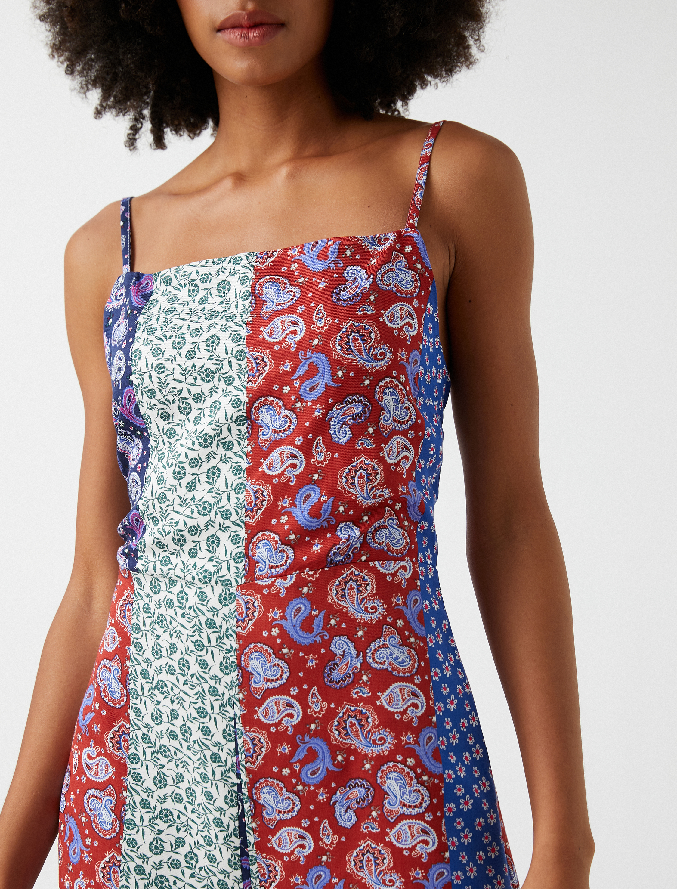 Şort Tulum Patchwork İnce Askılı