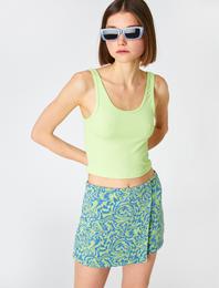 Şort Etek Mini Geometrik Desenli