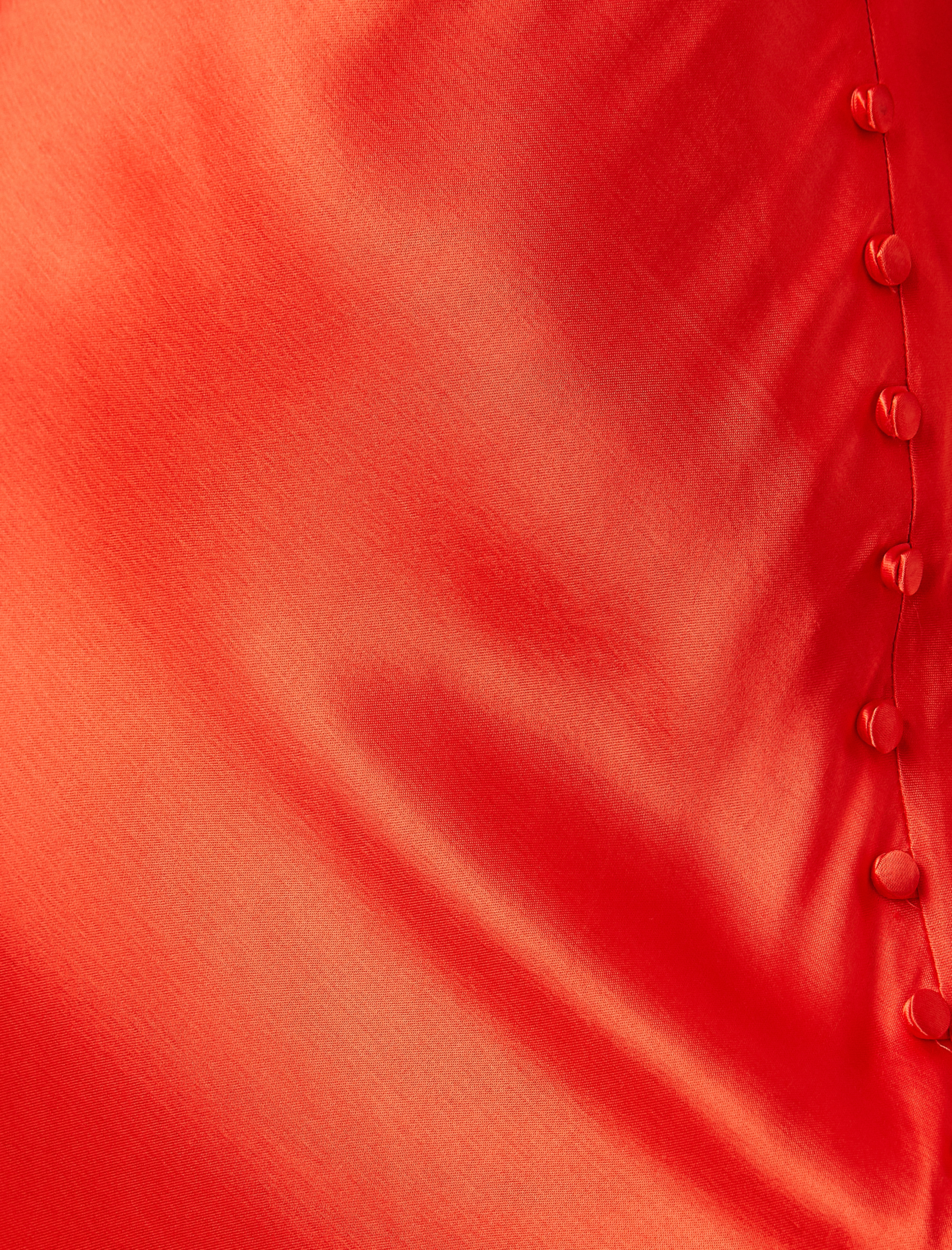 Saten Abiye Uzun Elbise Yırtmaçlı Düğme Detaylı