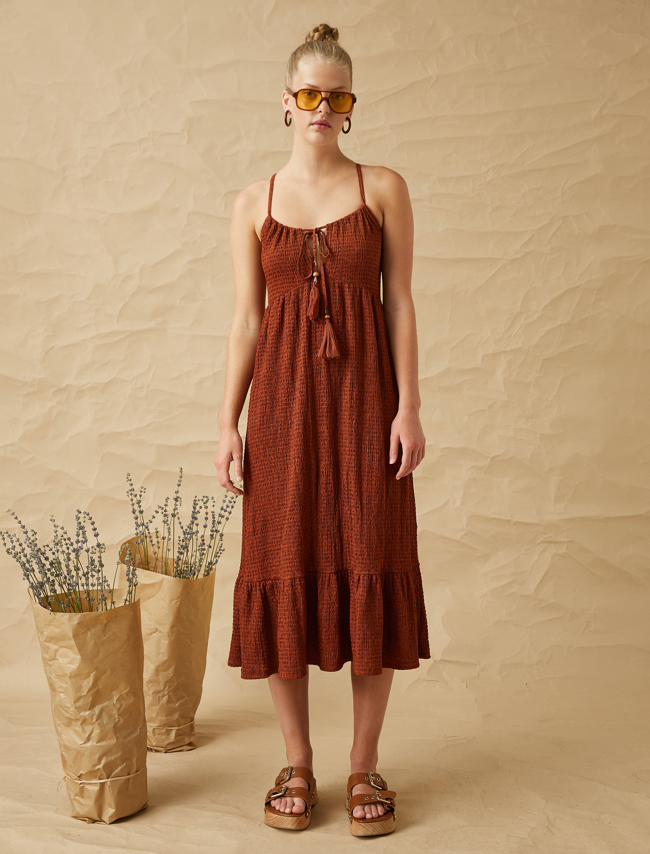 Askılı Uzun Elbise