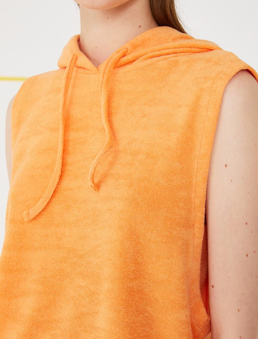   Kapüşonlu Sweatshirt Kolsuz Pamuklu