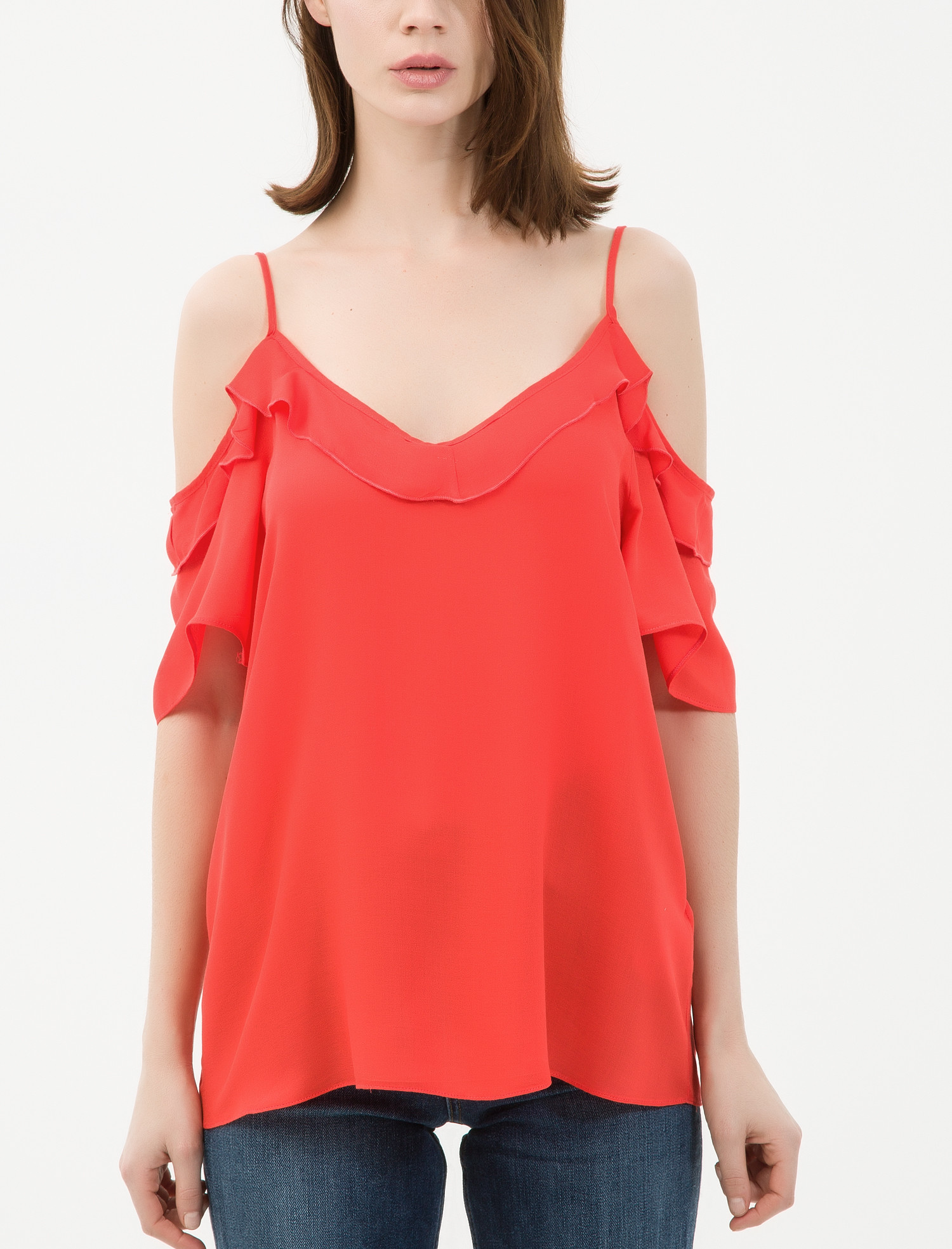   Fırfır Detaylı Askılı Bluz