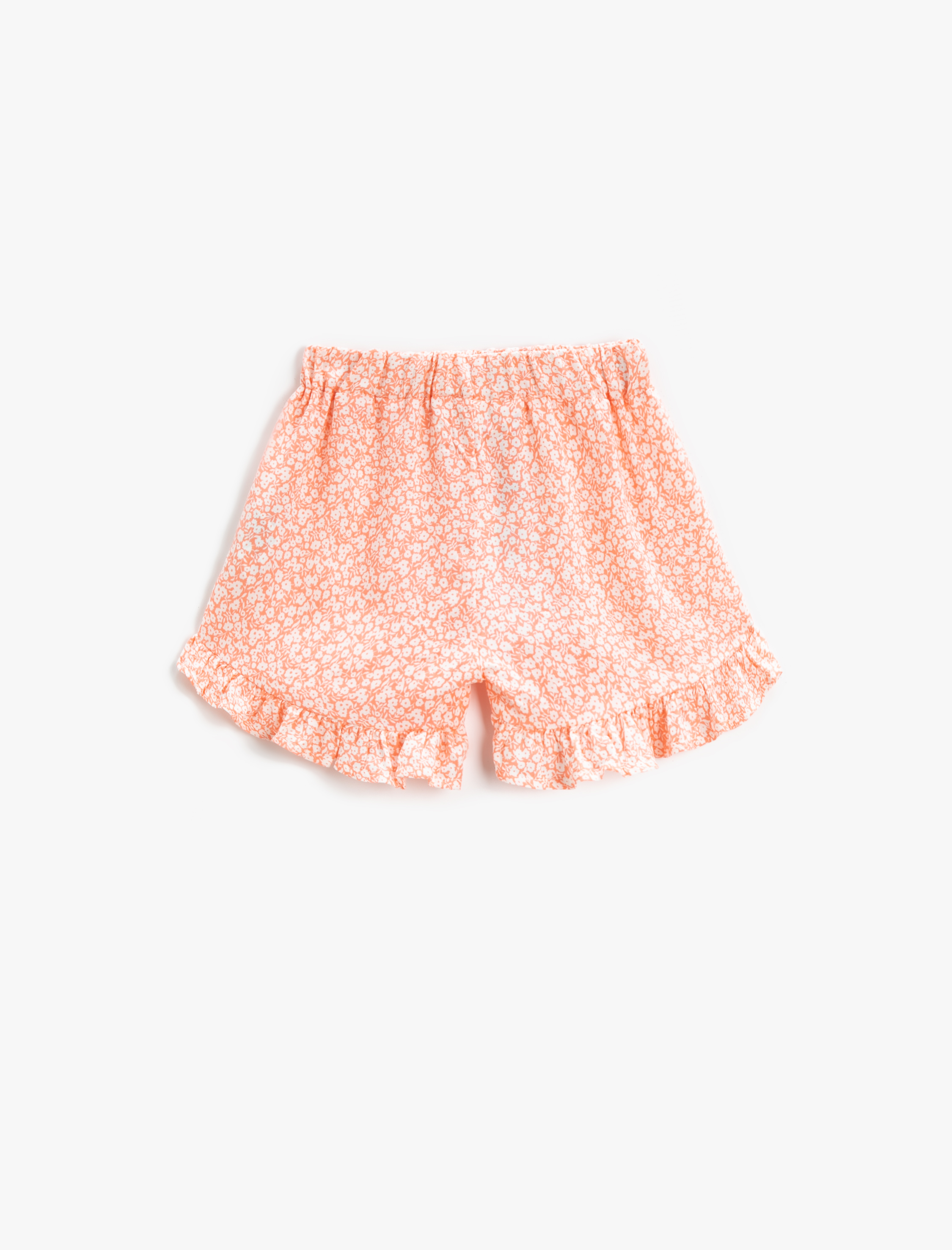 Kız Çocuk Çiçekli Fırfırlı Şort Beli Lastikli