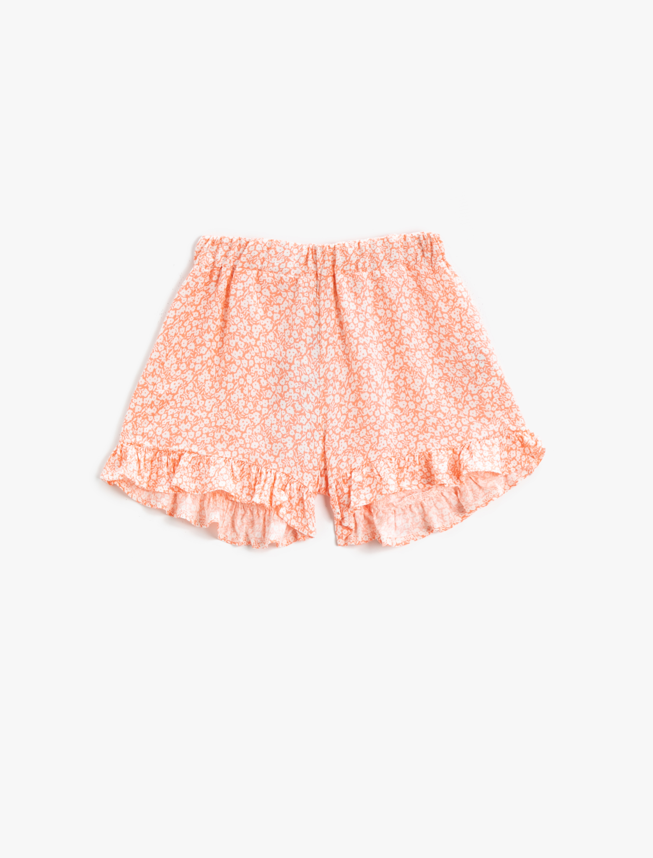  Kız Çocuk Çiçekli Fırfırlı Şort Beli Lastikli