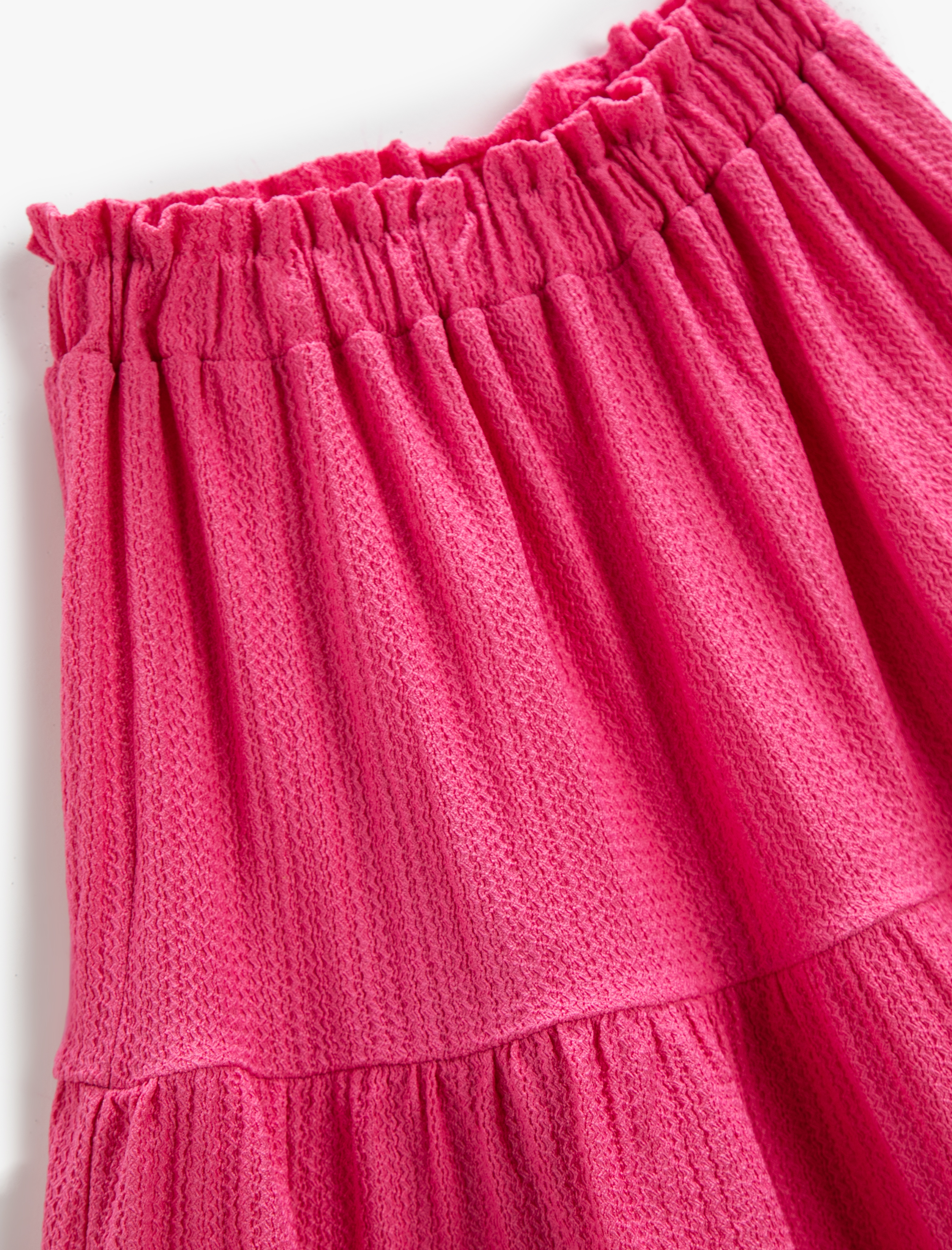 Kız Çocuk Maksi Etek Dokulu Beli Lastikli Volanlı