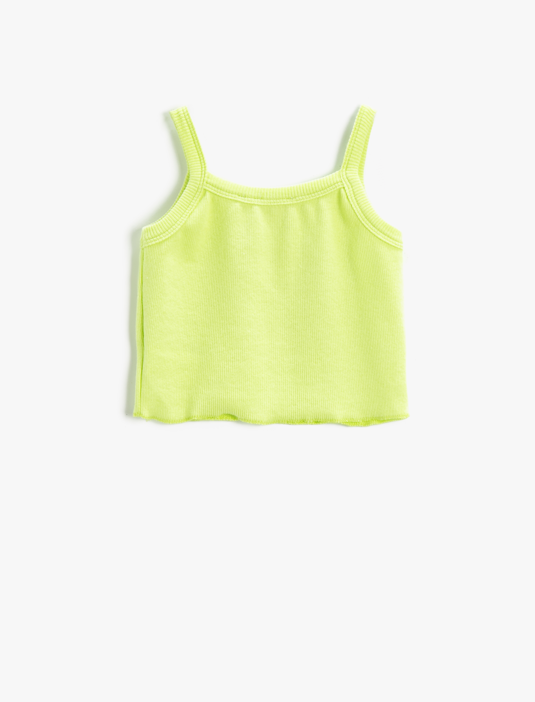  Kız Çocuk Crop Üst Ribanalı Baskılı İnce Askılı