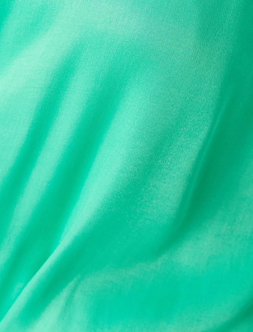  Mini Elbise V Yaka Kolsuz Drape Detaylı