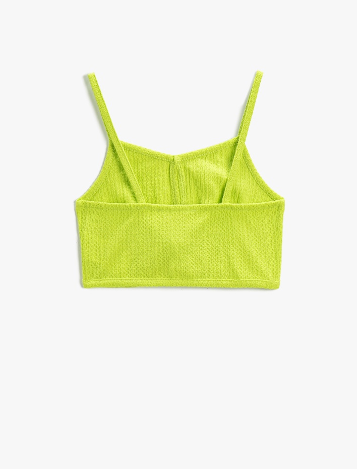 Kız Çocuk Crop Üst Askılı Önü Düğüm Detaylı