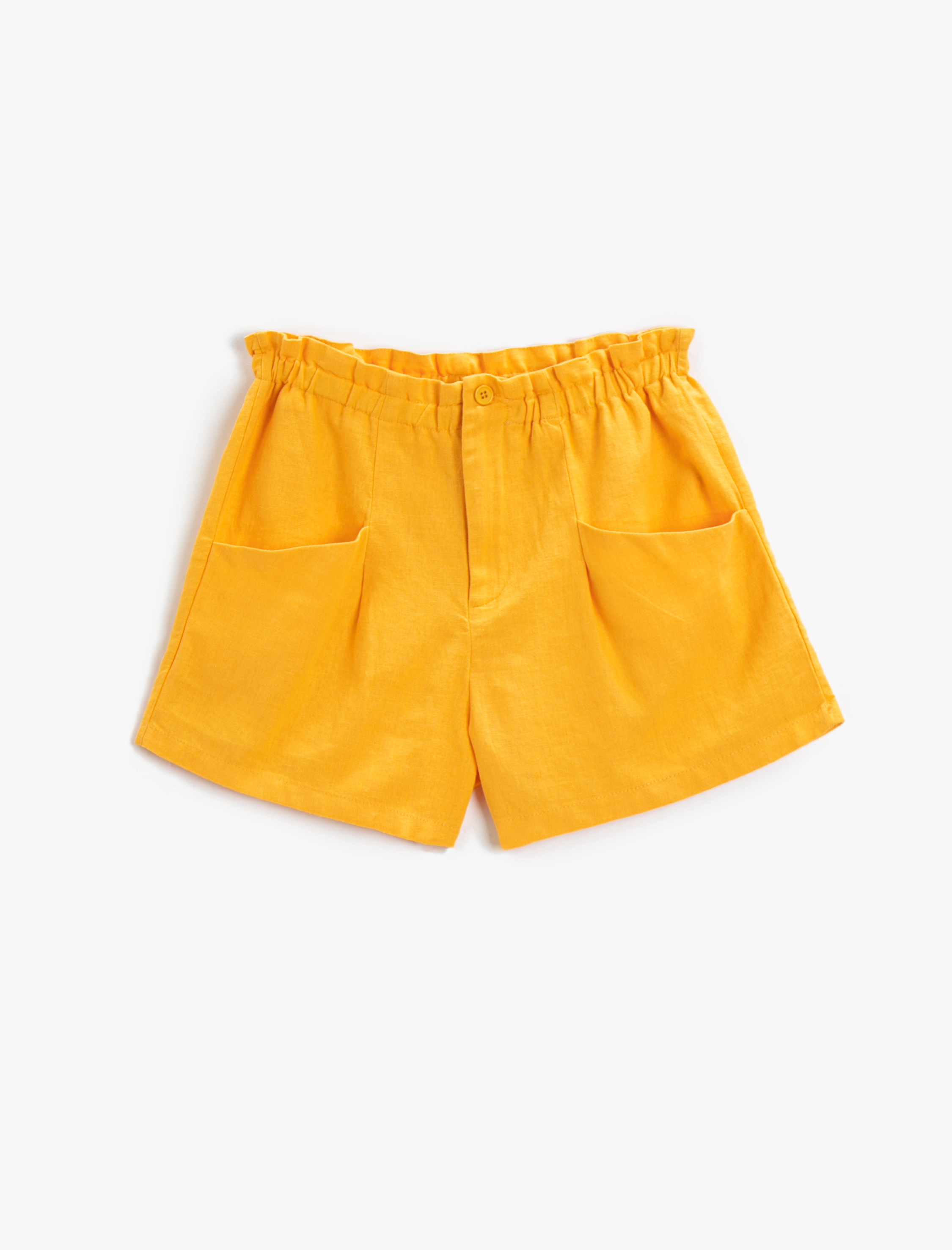  Kız Çocuk Keten Karışımlı Cepli Şort Beli Lastikli