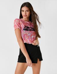 Crop Tişört Slogan Baskılı