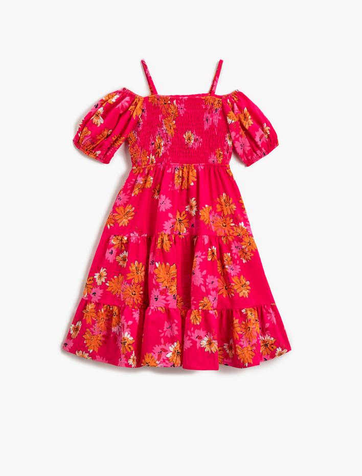 Kız Çocuk Çiçekli Midi Elbise