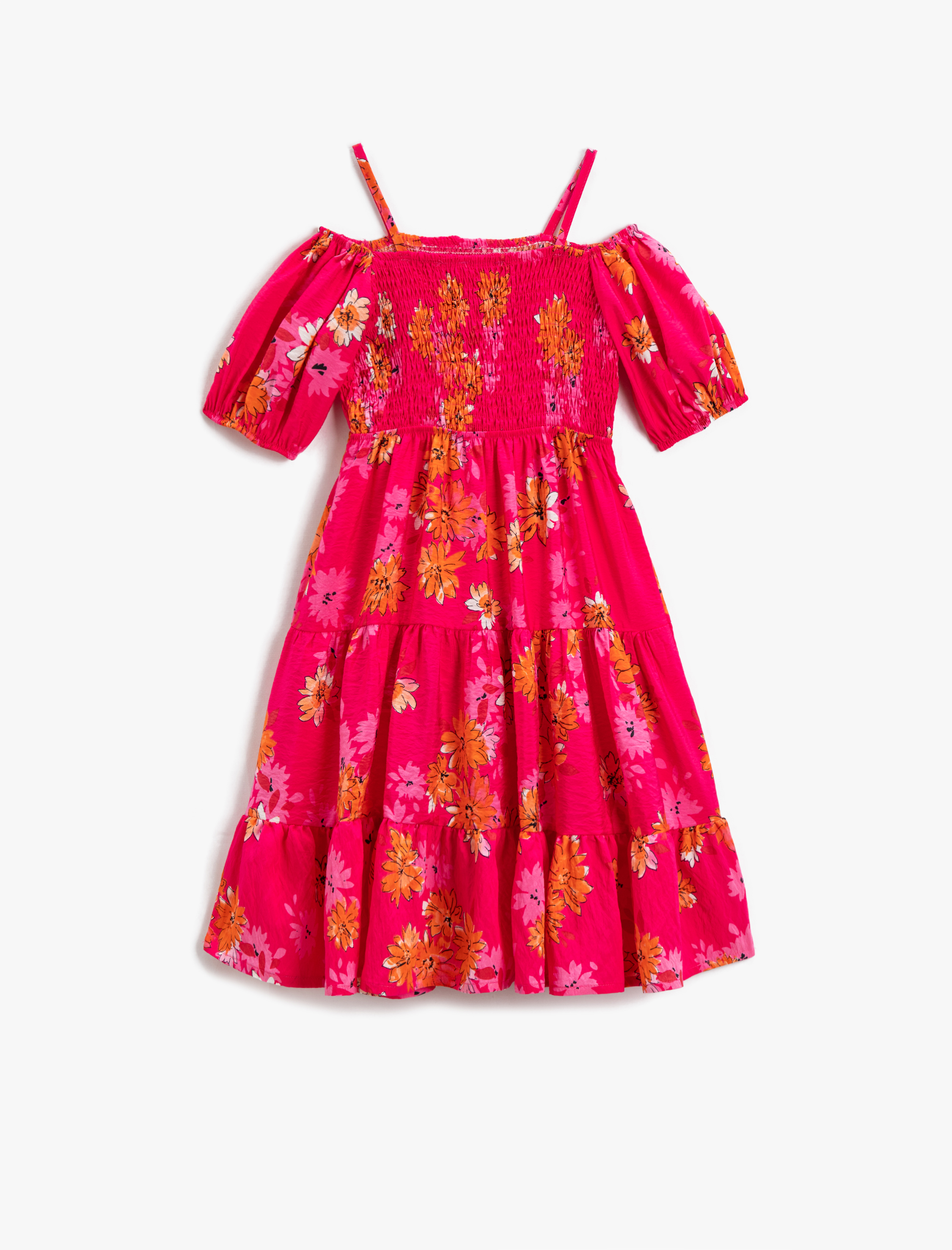  Kız Çocuk Çiçekli Midi Elbise