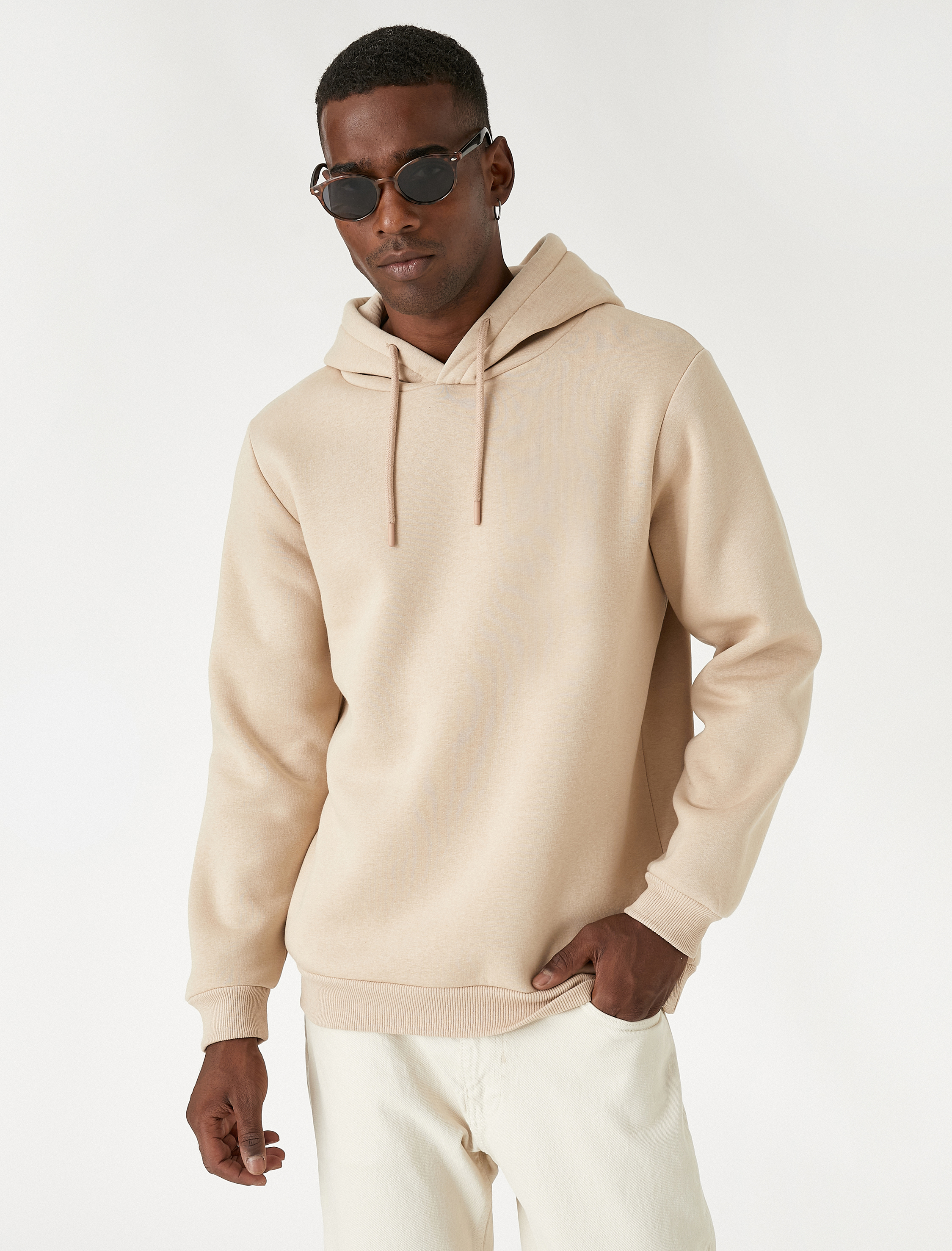Basic Şardonlu Kapşonlu Sweatshirt