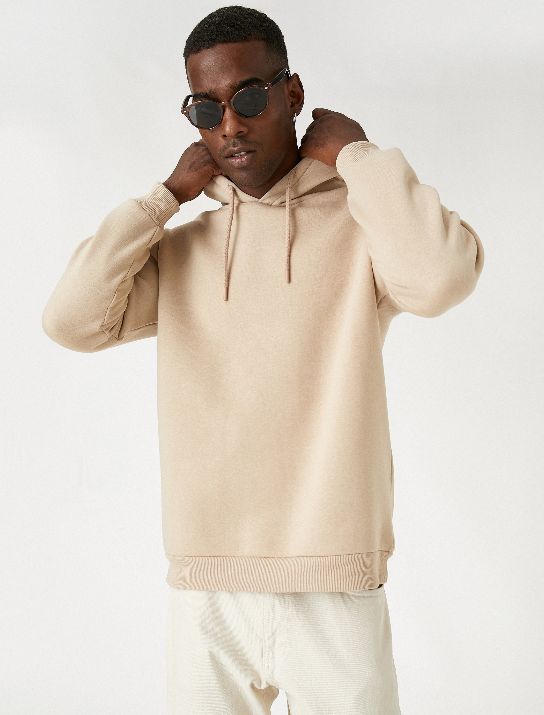 Basic Şardonlu Kapşonlu Sweatshirt