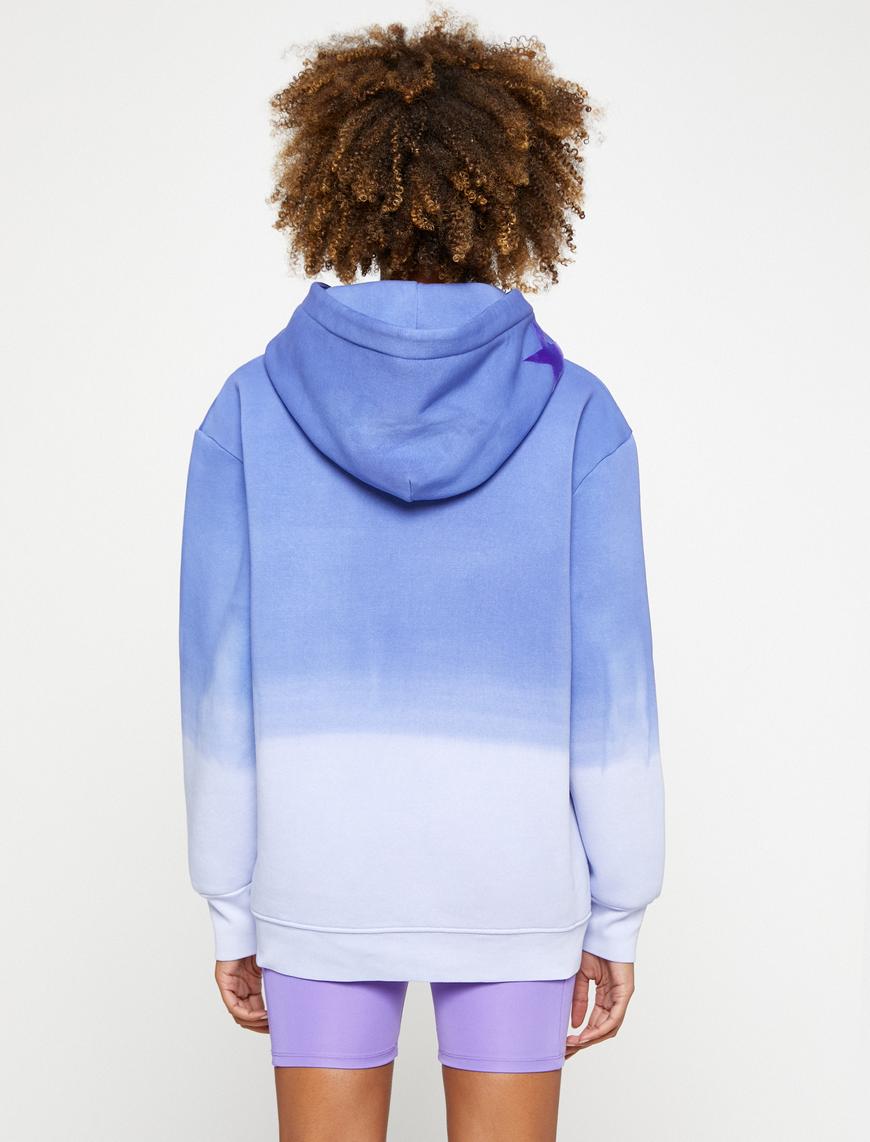   Batik Görünümlü Şardonlu Kapüşonlu Pamuklu Sweatshirt