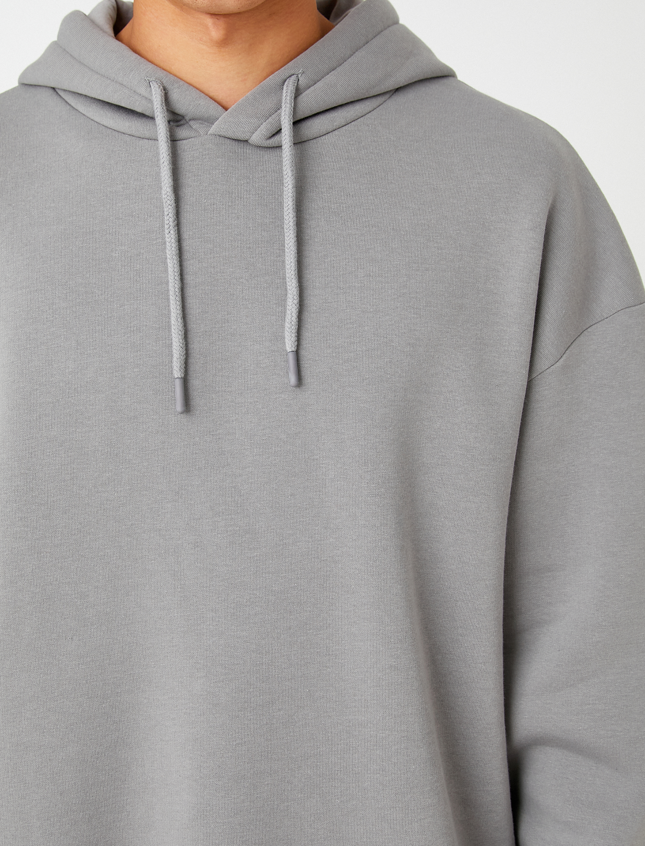   Kapşonlu Oversize Sweatshirt Şardonlu Uzun Kollu