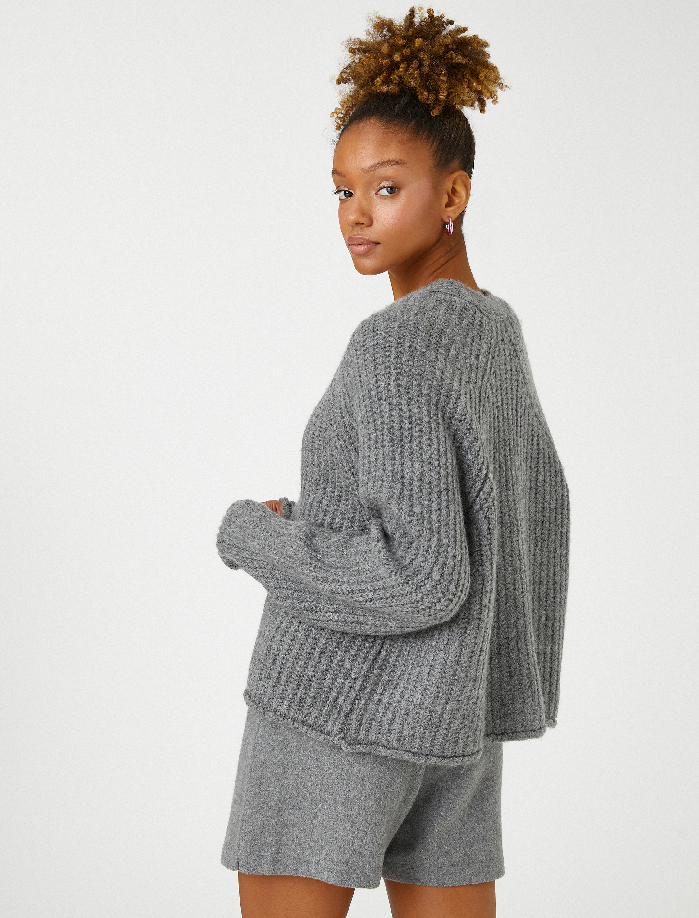   Crop Hırka V Yaka Düğmeli