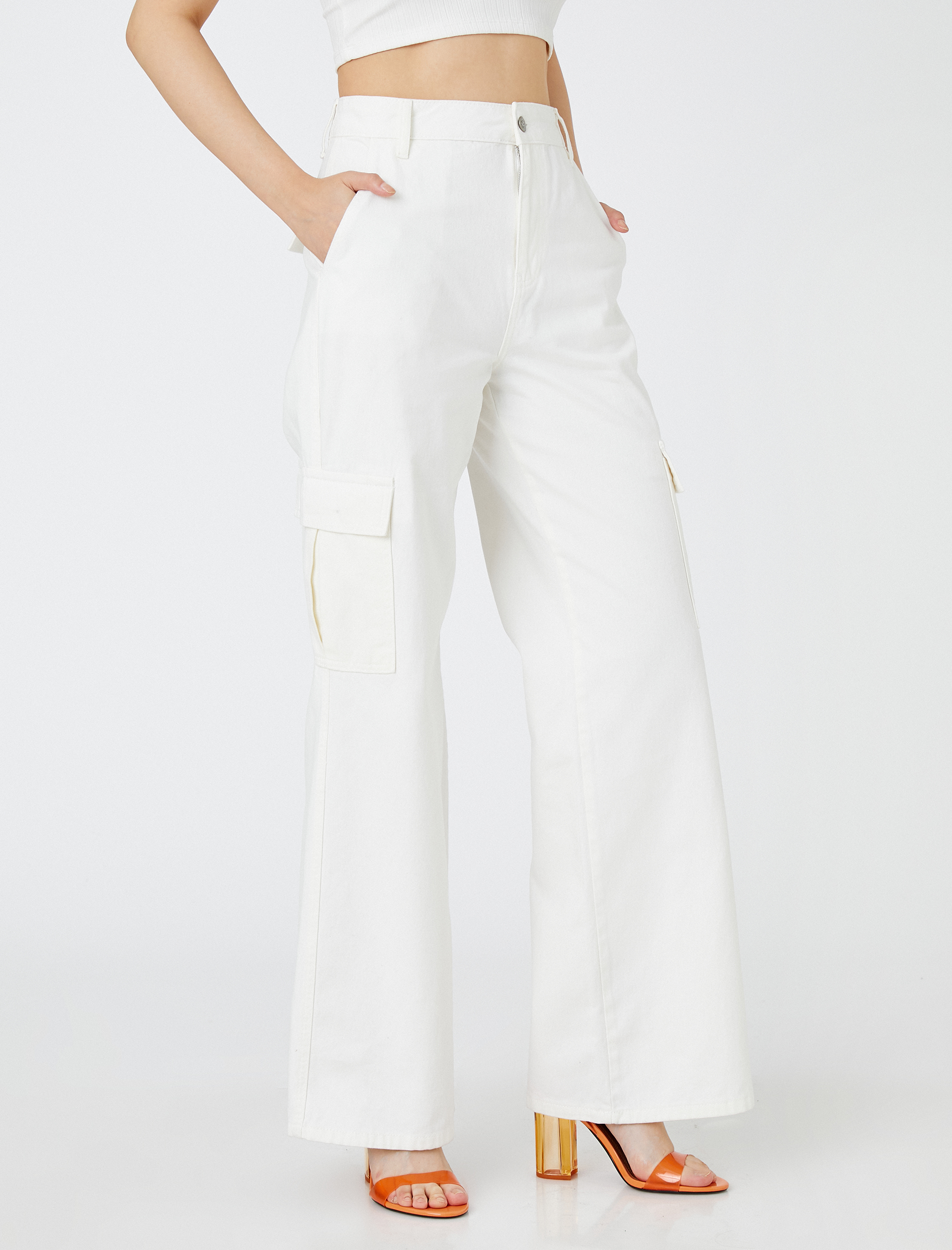   Kargo Pantolon Yüksek Bel Cep Detaylı